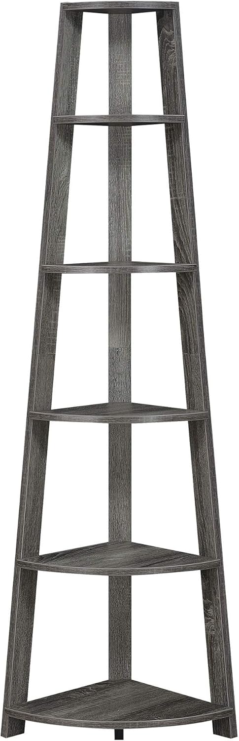 White 5 Tier Corner Bookcase Y513594