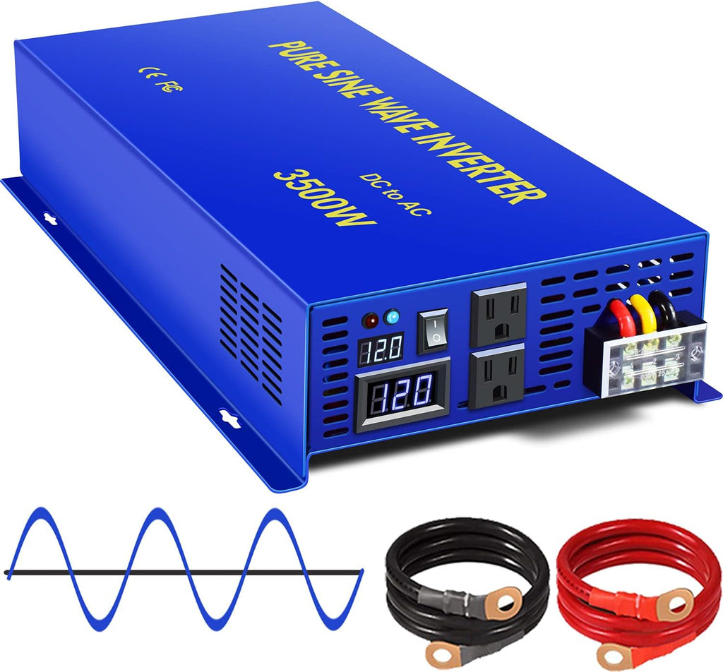 Pure Sine Wave Inverter 3500W 48V to 110V 120V AC with LED Display 2 AC Outlets B973