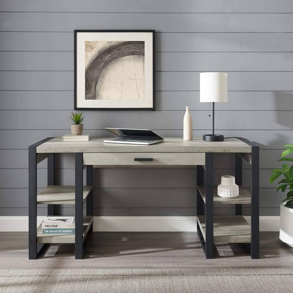 Grey Wash Wood Computer Desk U4917