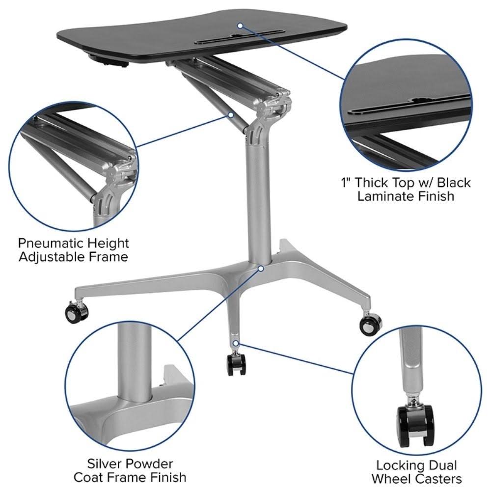 Black Ergonomic Desk with Adjustable Range 29x22-41x22 F79383