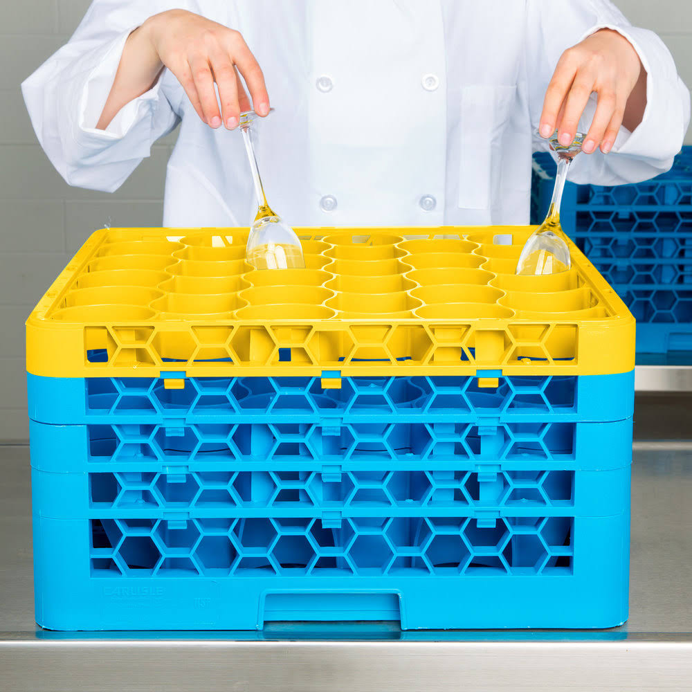 Yellow Color-Coded Glass Rack with 4 Extenders Z81466