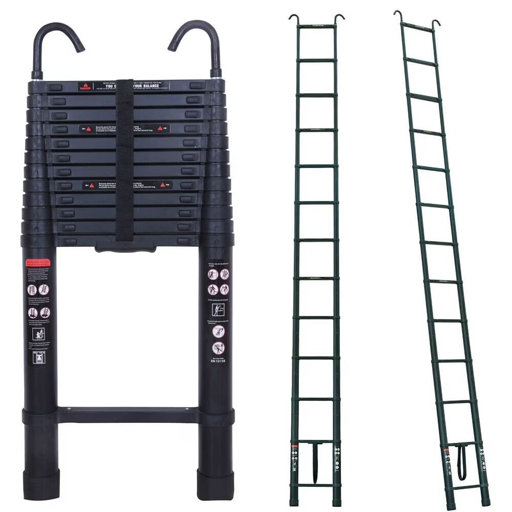 20.3ft Aluminum Telescoping Ladder with 2 Detachable Hook Extension Ladder C79545