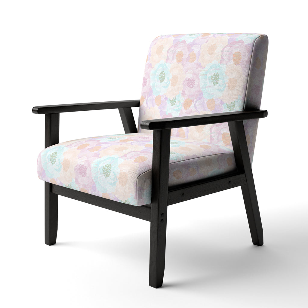 Blue and Pink Roses Upholstered Accent Chair and Arm Chair Q476706