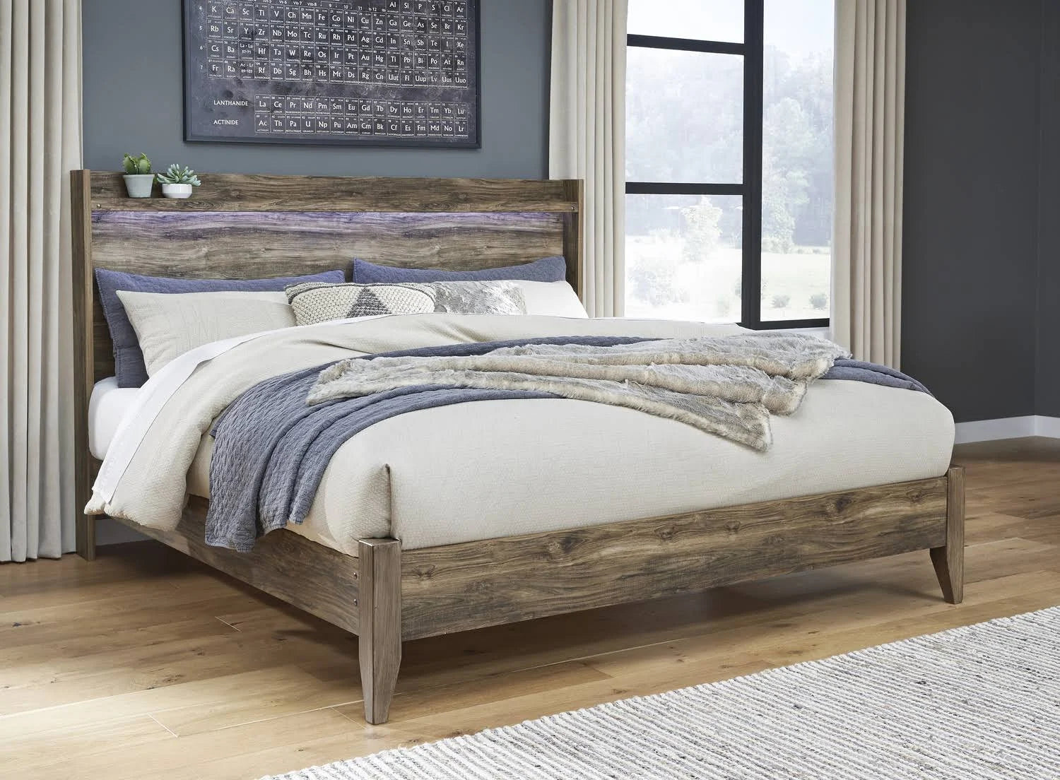 Brown King Panel Bed B4973