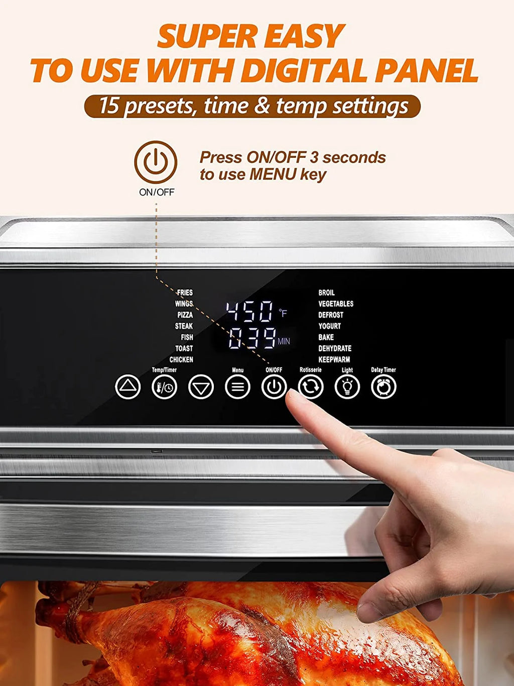 15-In-1 16 Quart Air Fryer Toaster Oven with 7 Accessories B502