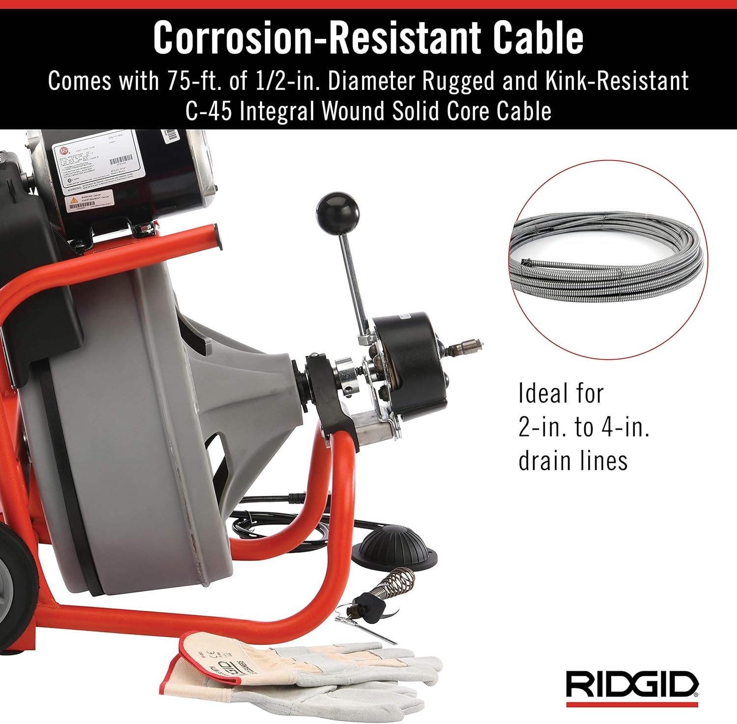 Drum Machine with Integral Wound Cable with Autofeed Q7647