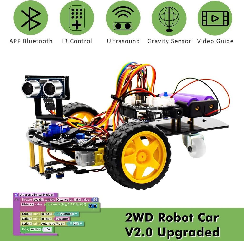 Smart Robot Car 2WD Chassis Kit V2 with Ultrasonic Module E171048