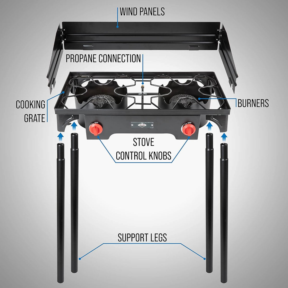 150,000 BTU Portable Propane Gas Stove with Carry Case B39313
