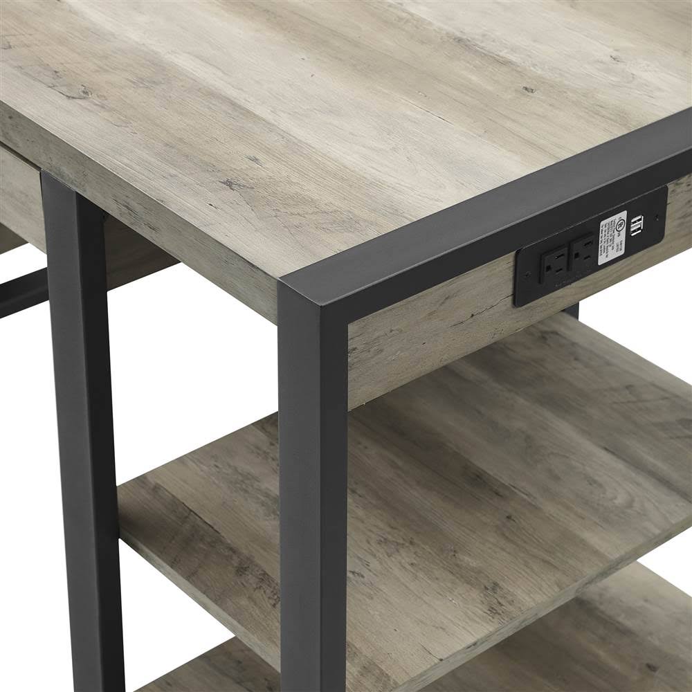 Grey Wash Wood Computer Desk U4917