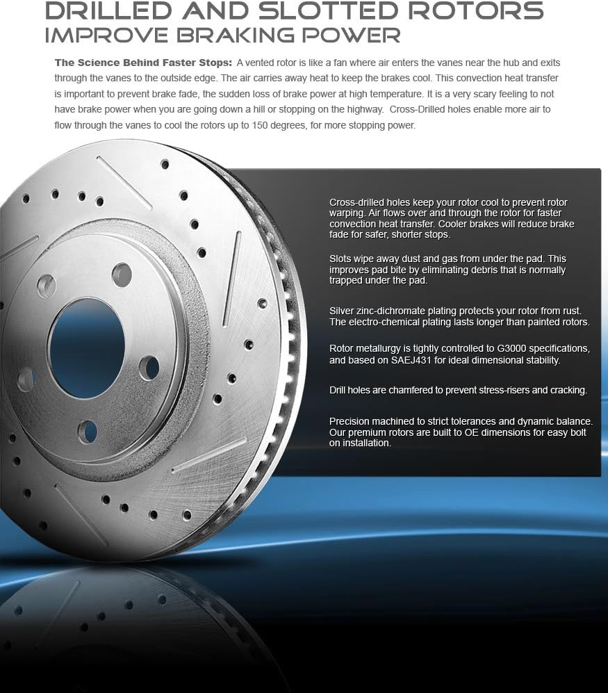 REAR 340mm Drilled & Slotted 8 Lug Rotors P351337