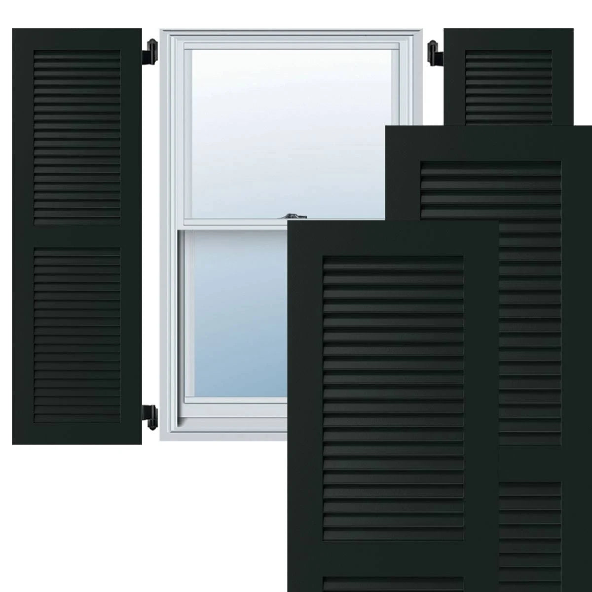 Black Forest Green Exterior Composite Louvered Shutters Z4527