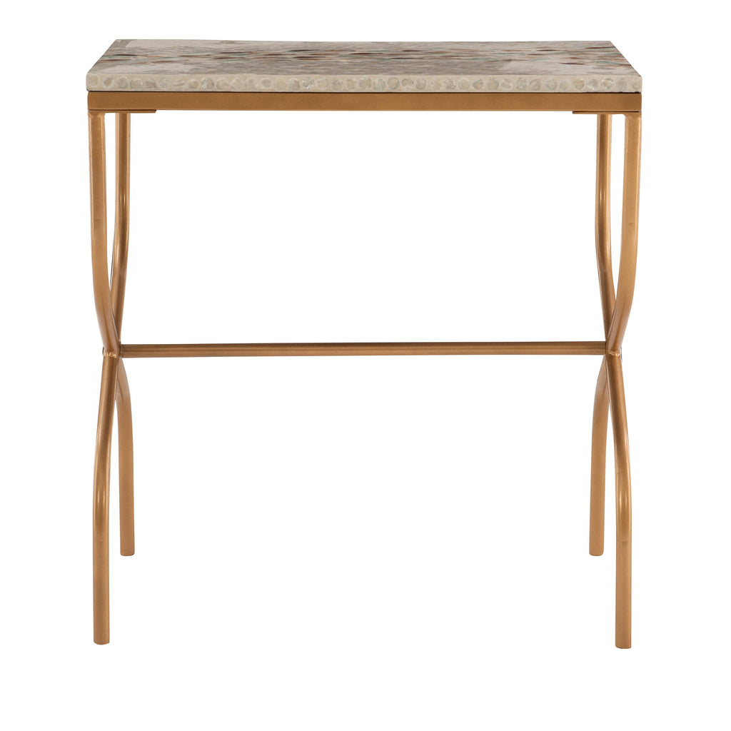 Gold Capiz Fish Mosaic Accent Table D513798