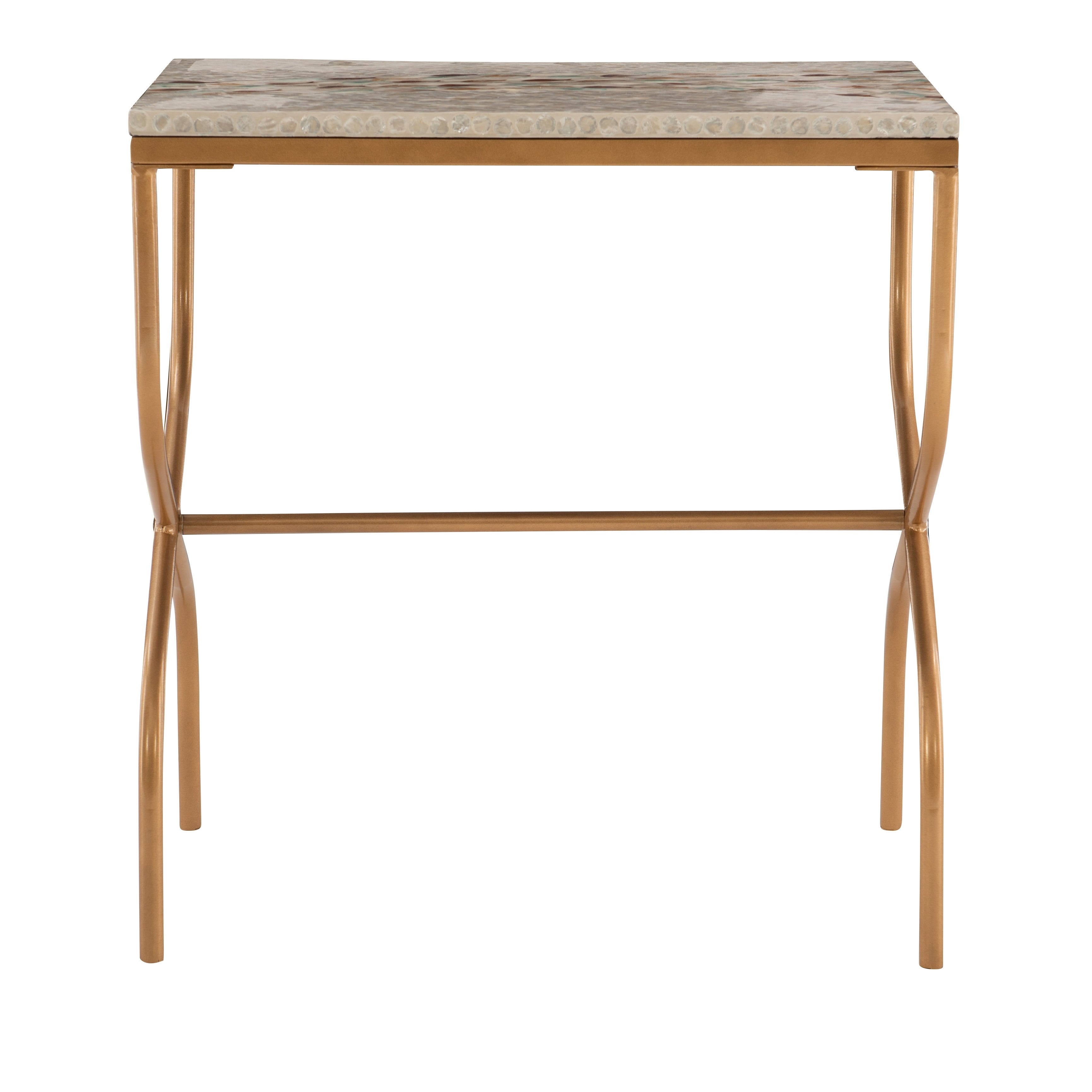 Gold Capiz Fish Mosaic Accent Table D513798