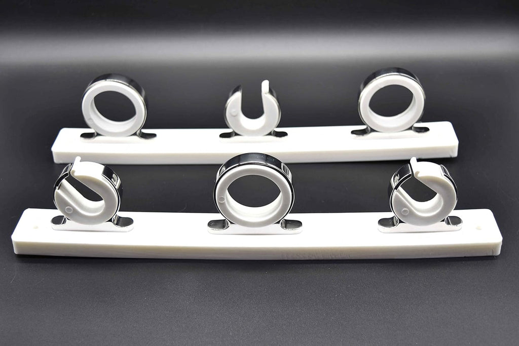 3-Rod Reel White Poly Board 316 Stainless Steel Fishing Rod Storage Hanger Rack K8317