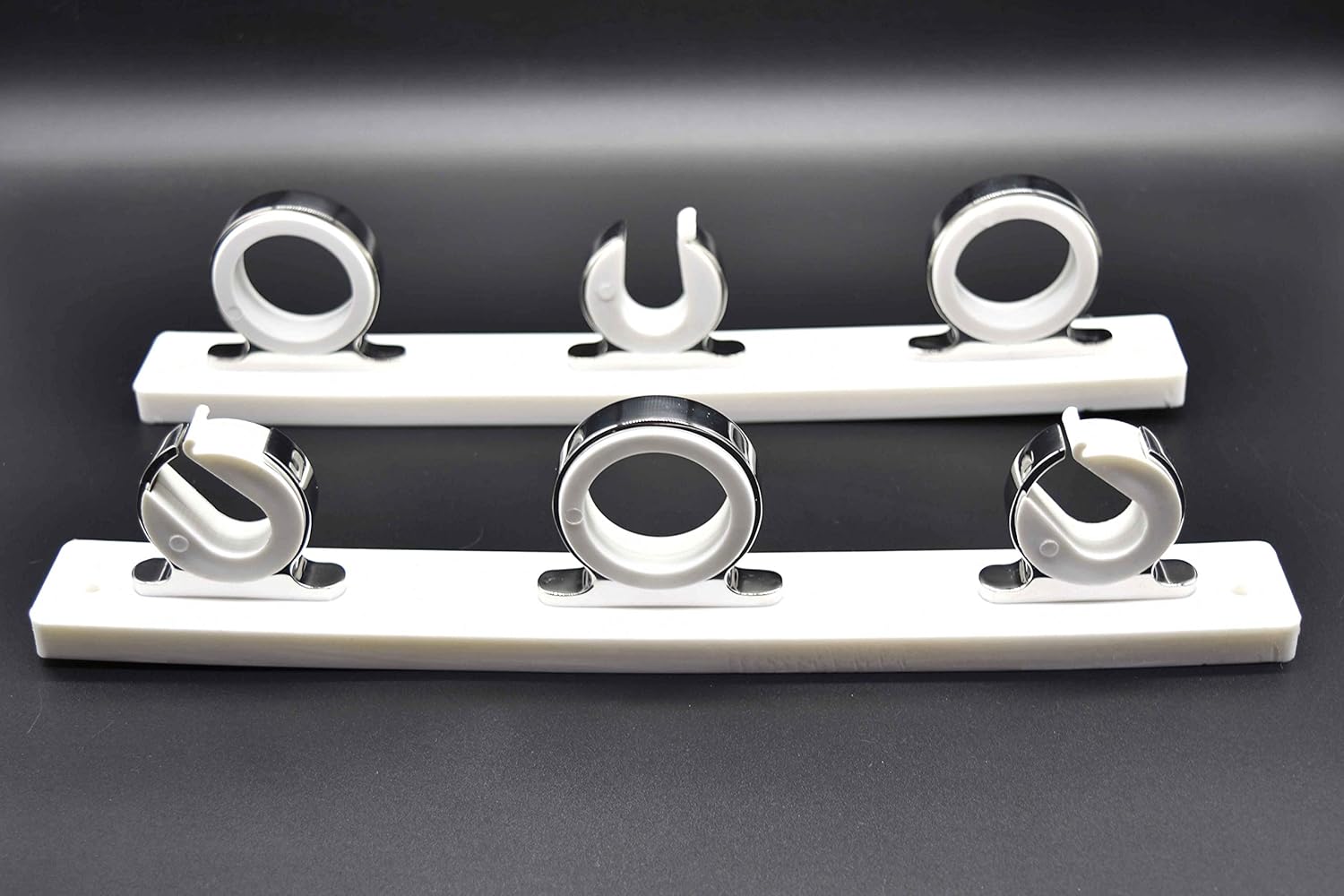 3-Rod Reel White Poly Board 316 Stainless Steel Fishing Rod Storage Hanger Rack K8317