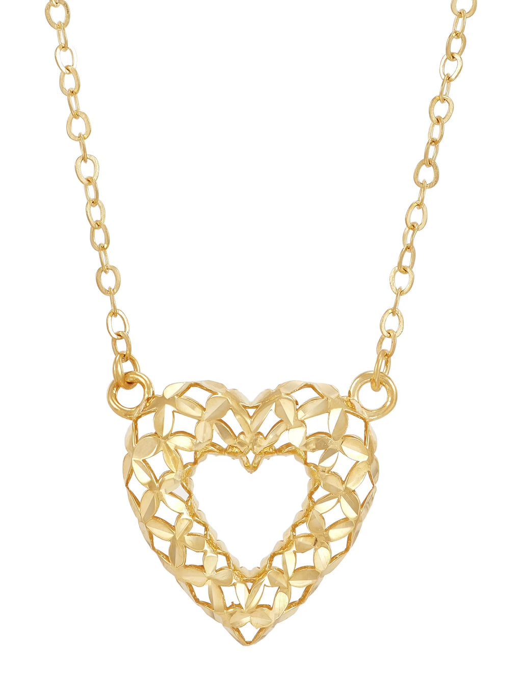 Sterling Silver and 14KT Gold Plated Open Heart Adjustable Necklace V99484