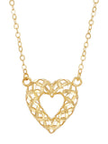 Sterling Silver and 14KT Gold Plated Open Heart Adjustable Necklace V99484