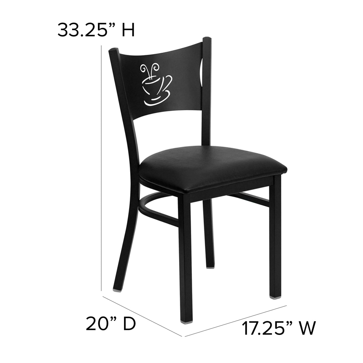 Black Metal Restaurant Chair with Black Vinyl Seat O792