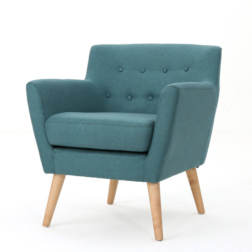 Teal Green and Brown Tufted Club Chair E460537