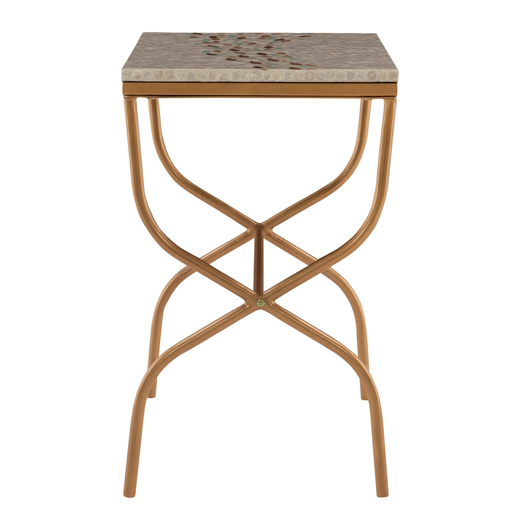 Gold Capiz Fish Mosaic Accent Table D513798