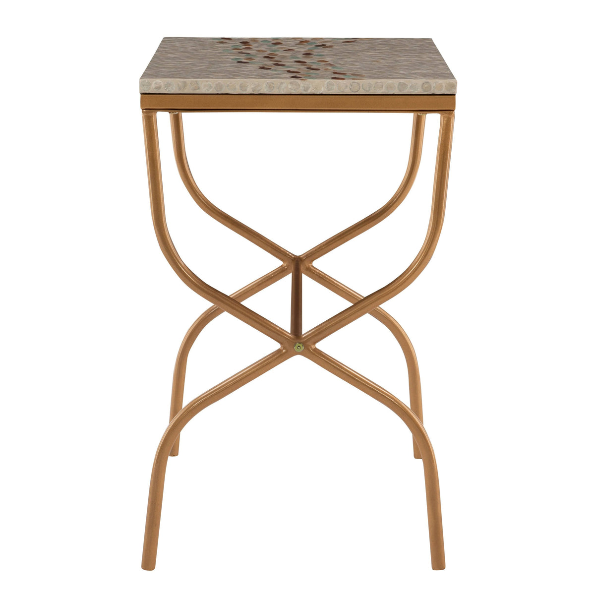 Gold Capiz Fish Mosaic Accent Table D513798