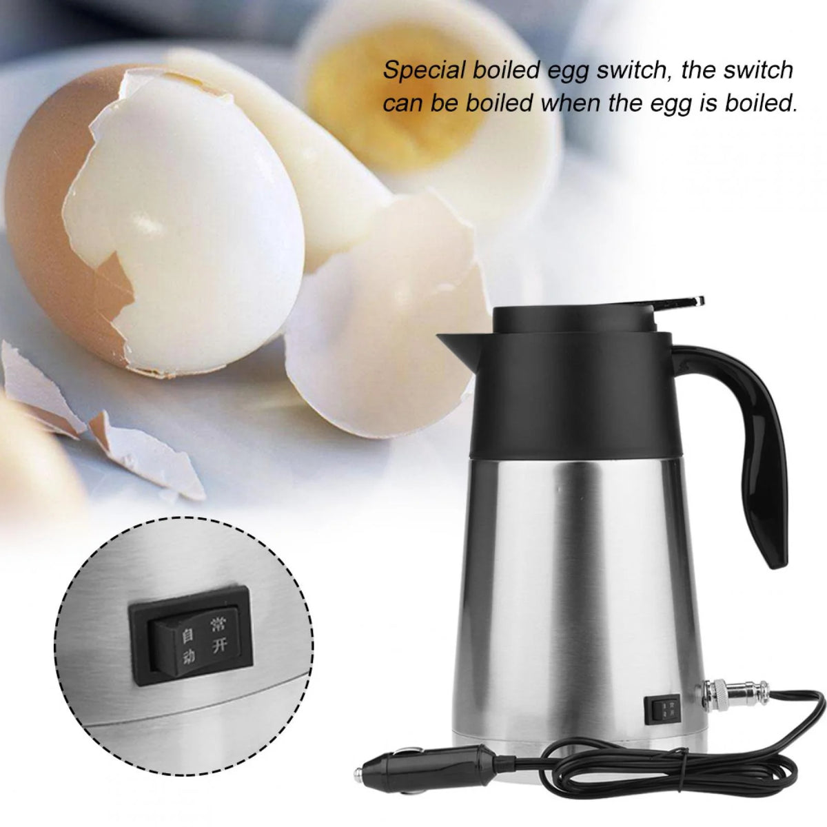 Car Water Heater Portable 1300ml 12V Kettle Bottle X718328