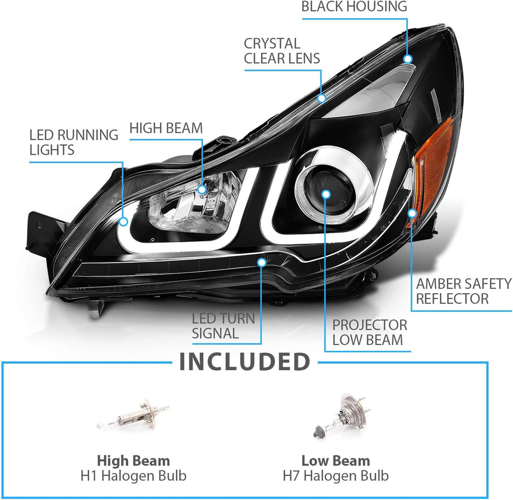 Black Dual LED Bar Projector Headlights R884