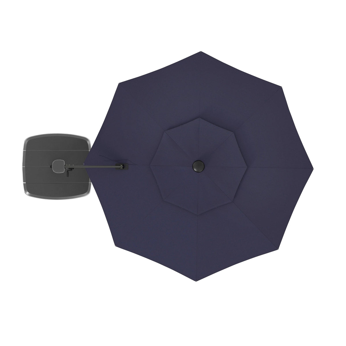 Navy Solar Powered Crank Cantilever Patio Umbrella with Base Z1743