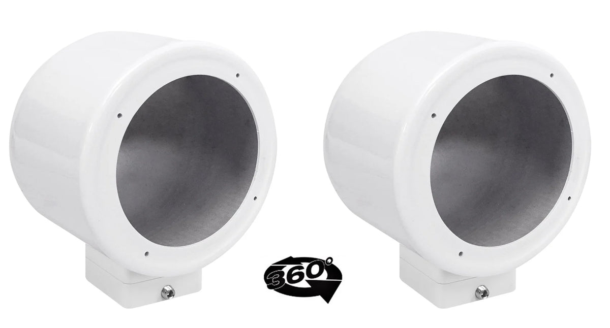 5.25" 360° Swivel White Aluminum Surface Mount Speaker Pods O406812