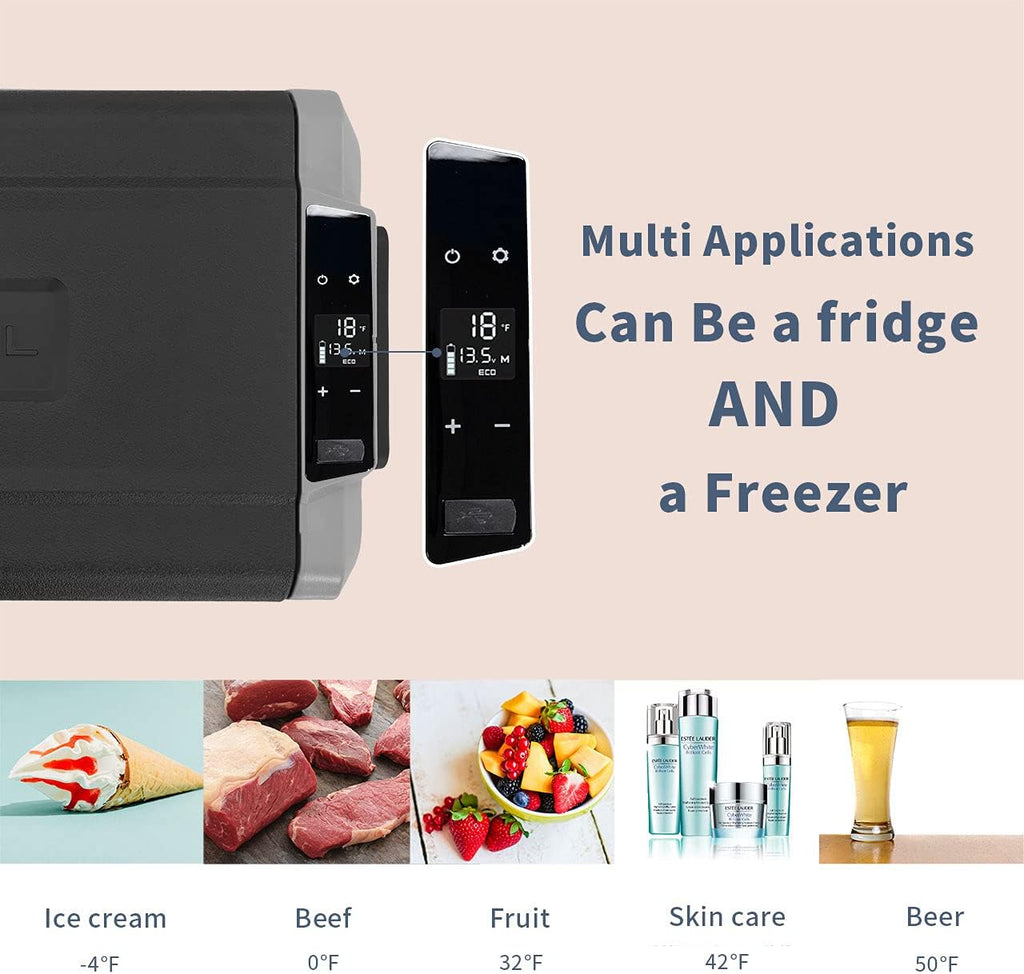 53 Quart Dual Temperature Control Portable Car Refrigerator Freezer U2635