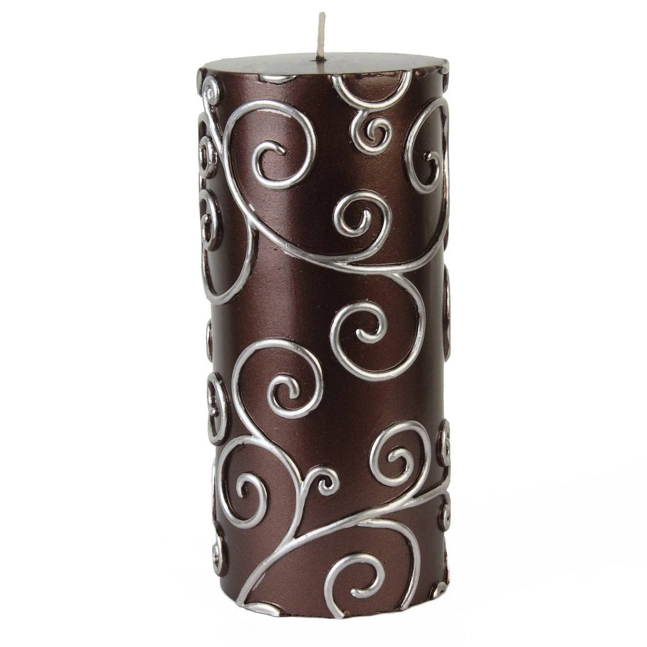 Blue Scroll Pillar Candle D989076