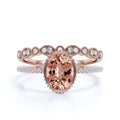 2.00 Carat Oval Cut Morganite And Diamond Moissanite Engagement Ring in 925 Sterling Silver With 18k Rose Gold Plating H622