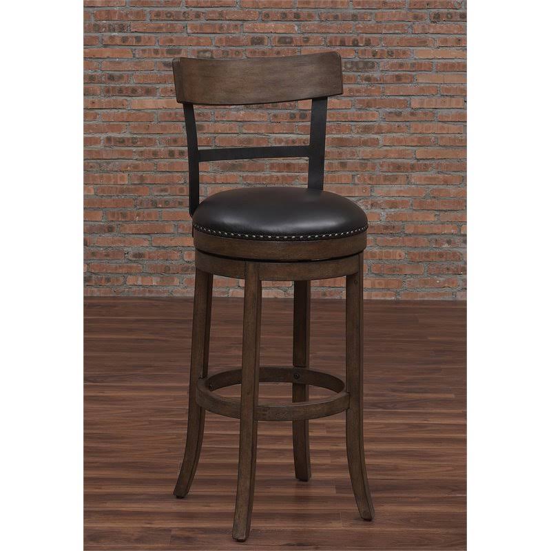 Swivel Tall Bar Stool in Washed Brown and Black K57775