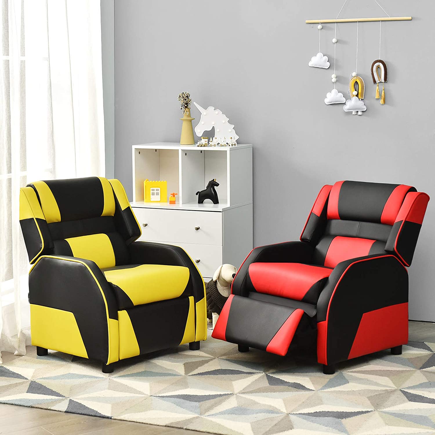 Red Ergonomic Leather Recliner Chair for Children L54729