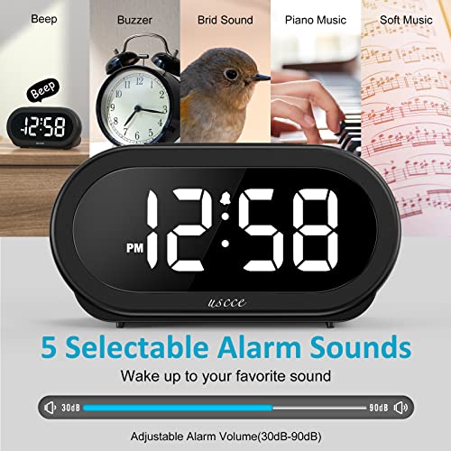 Small LED Digital Alarm Clock with Snooze, USB Charger O9933