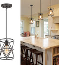 Farmhouse Pendant Lighting, Modern Industrial Cage Light Fixture, Brushed Antique Silver Finish L9903