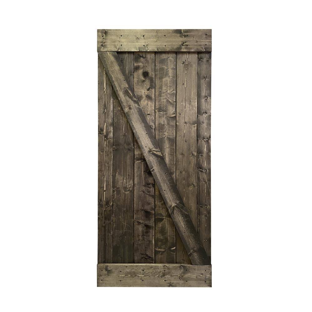 Espresso 1-Panel Stained Pine Wood Single Barn Door M783129