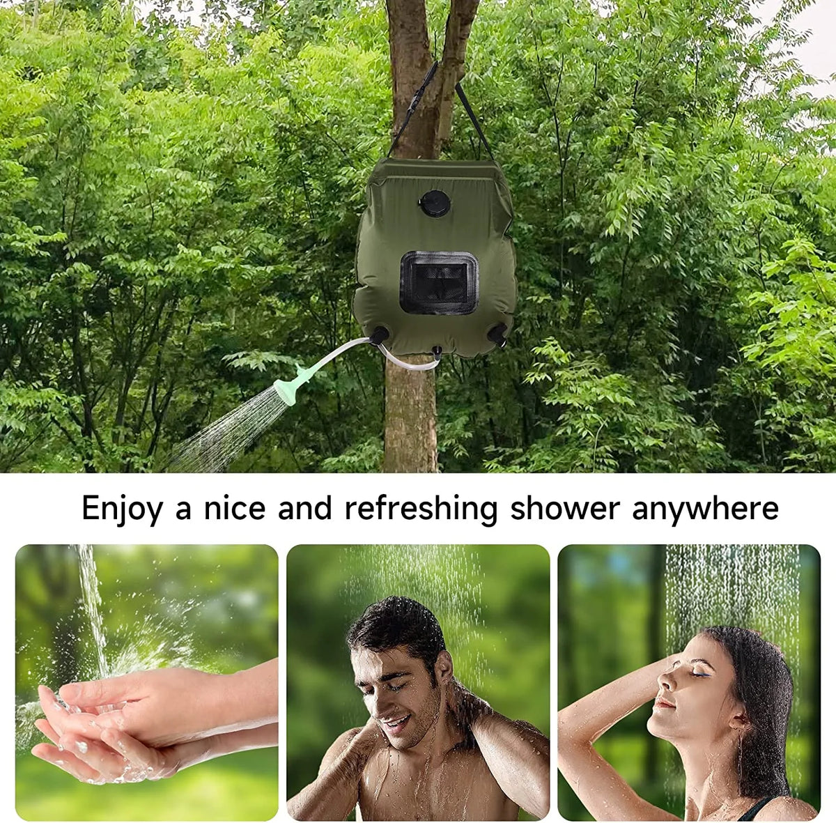 Solar Heating Camping Shower Bag with Removable Hose M29938