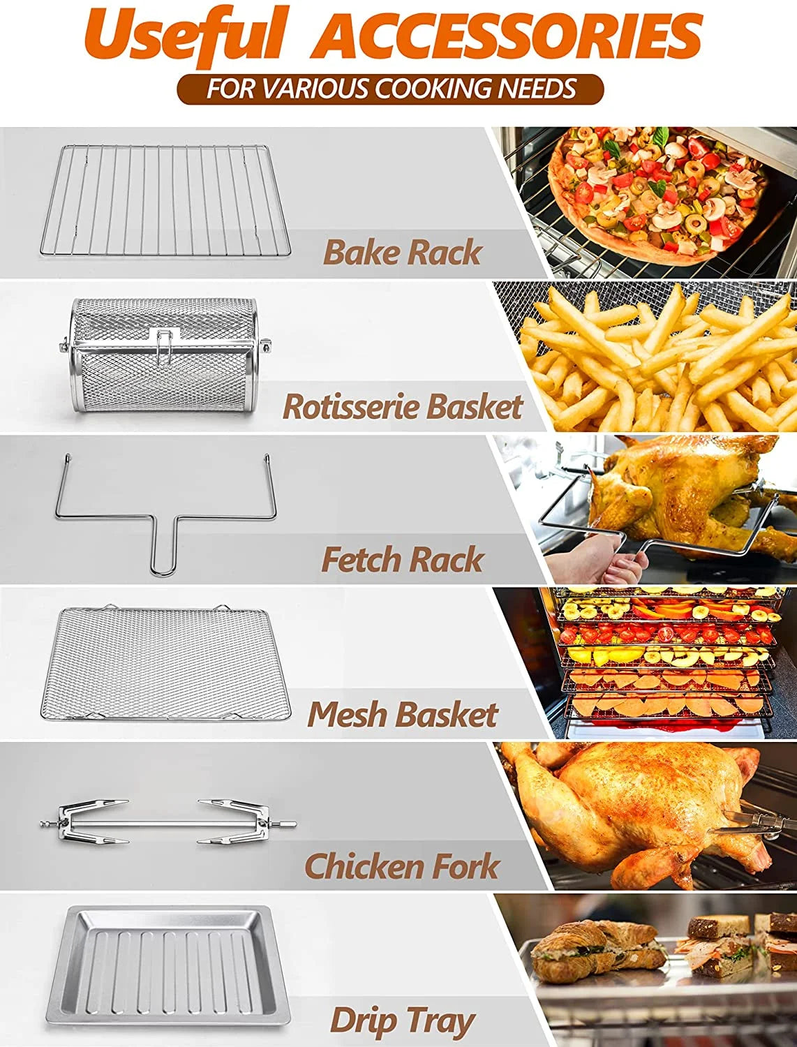 15-In-1 16 Quart Air Fryer Toaster Oven with 7 Accessories B502