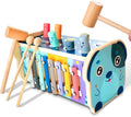 Wooden Hammering Pounding Toy with Pounding Bench, Xylophone, Number Sorting Maze E4157