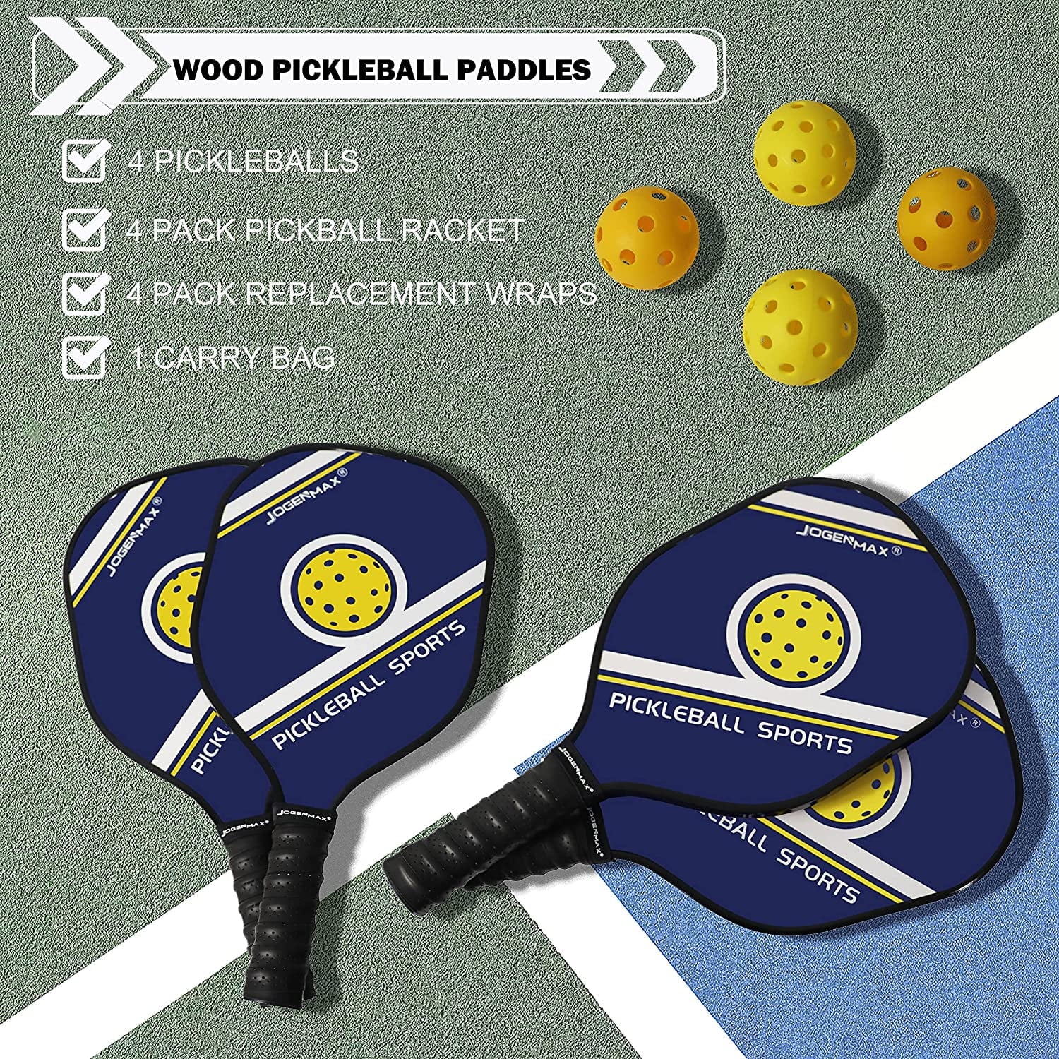 Pickleball Set of 4 with Balls Z999