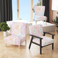 Blue and Pink Roses Upholstered Accent Chair and Arm Chair Q476706