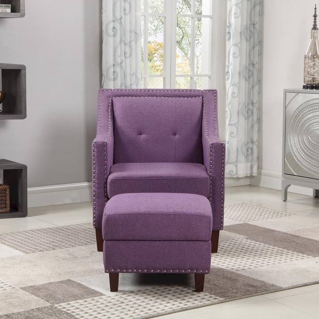 Purple Accent Chair with Storage Ottoman C273