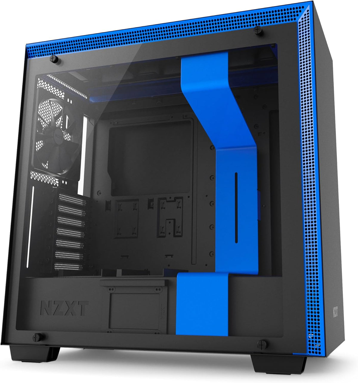 Yellow/Blue ATX Mid-Tower PC Gaming Case with Tempered Glass Panel V129