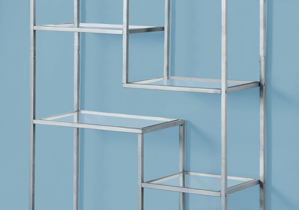 White Clear Tempered Glass Metal Bookcase L145