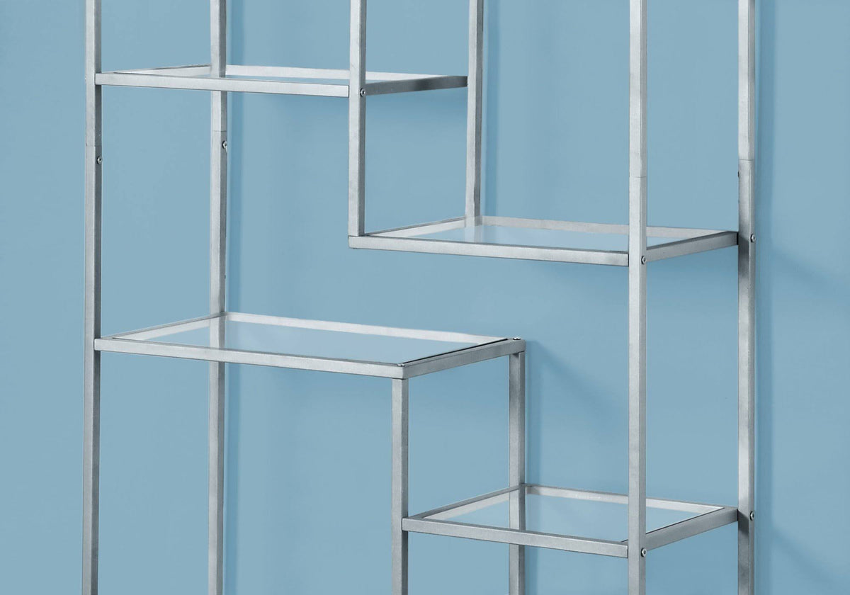 White Clear Tempered Glass Metal Bookcase L145