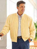 Straw Yellow Washable Silk Zip-Front Jacket A1710