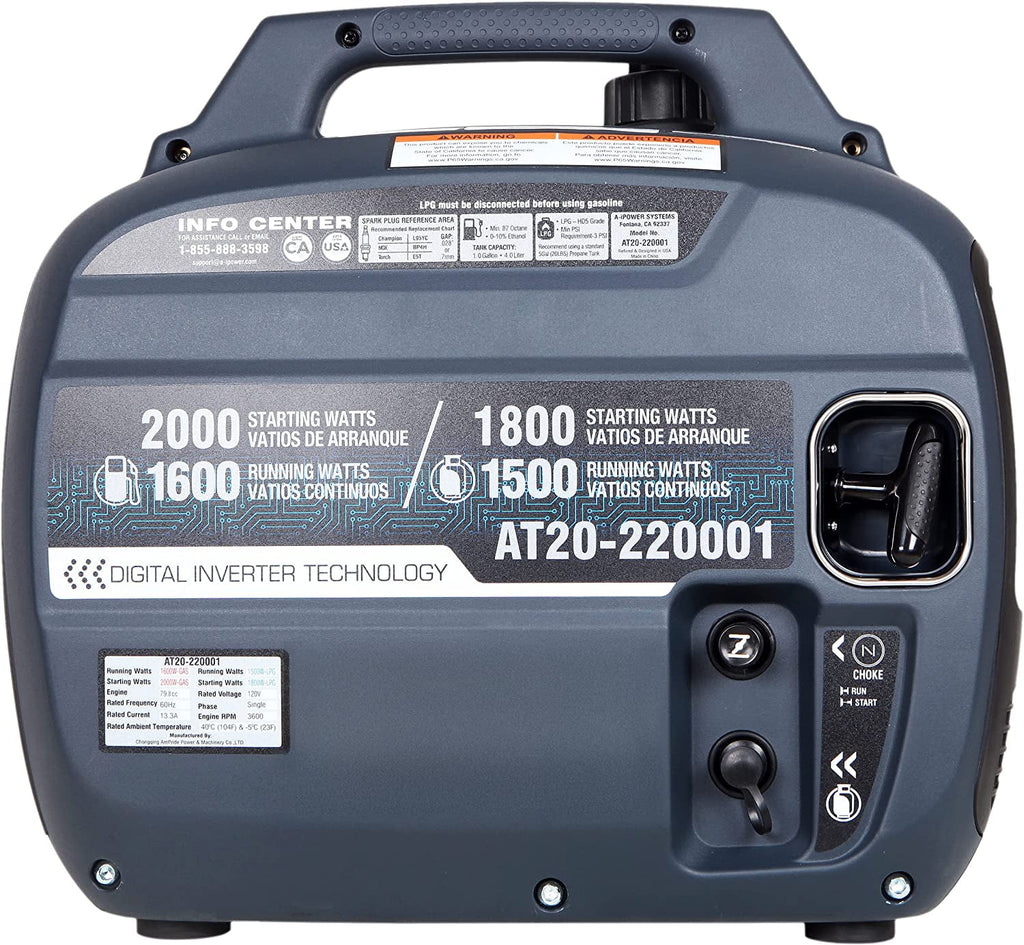 2000 Watt Portable Inverter Generator Dual Fuel V32558