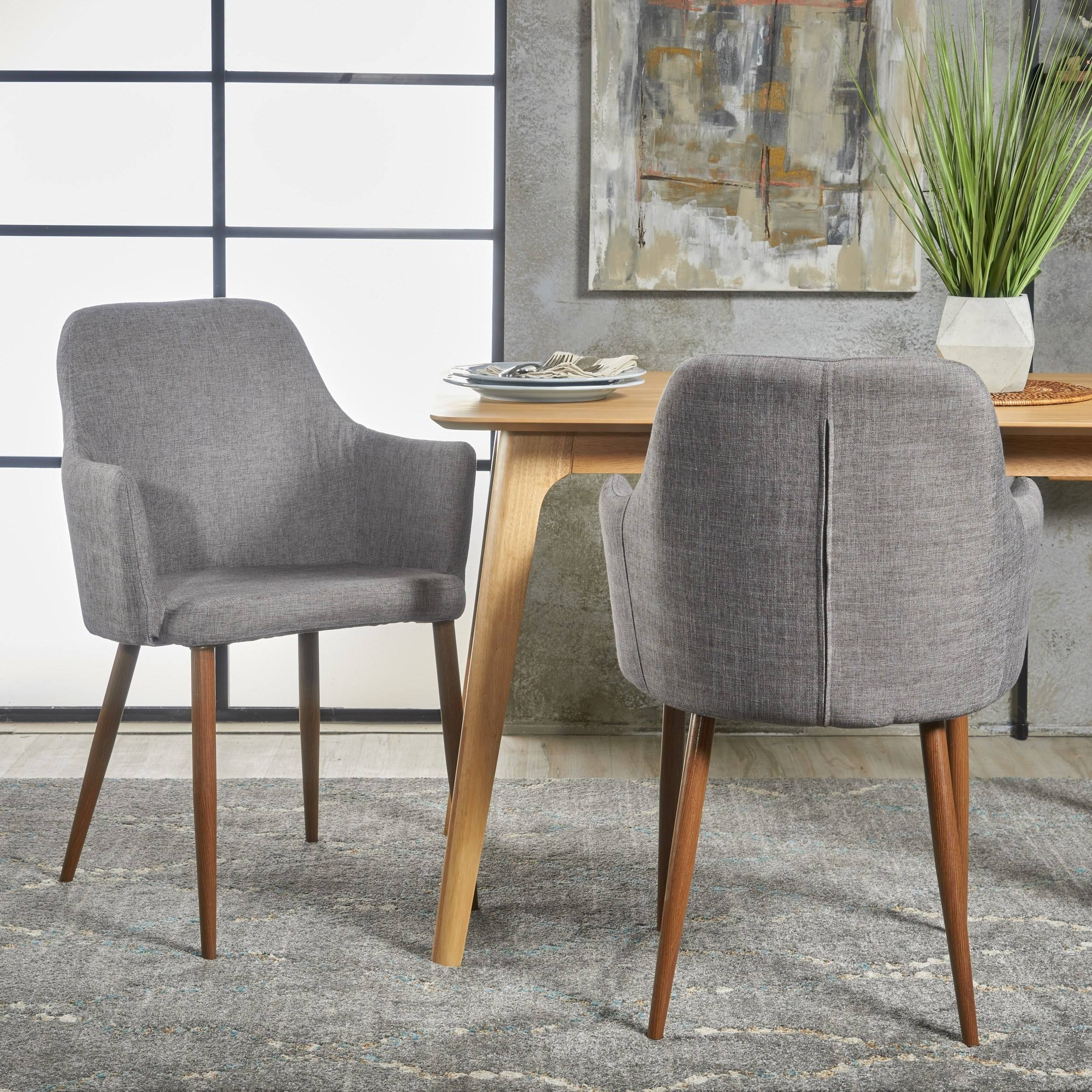 Muted Orange Fabric Dining Chair with Light Brown Wood Finished Metal Legs, Set of 2 W97981