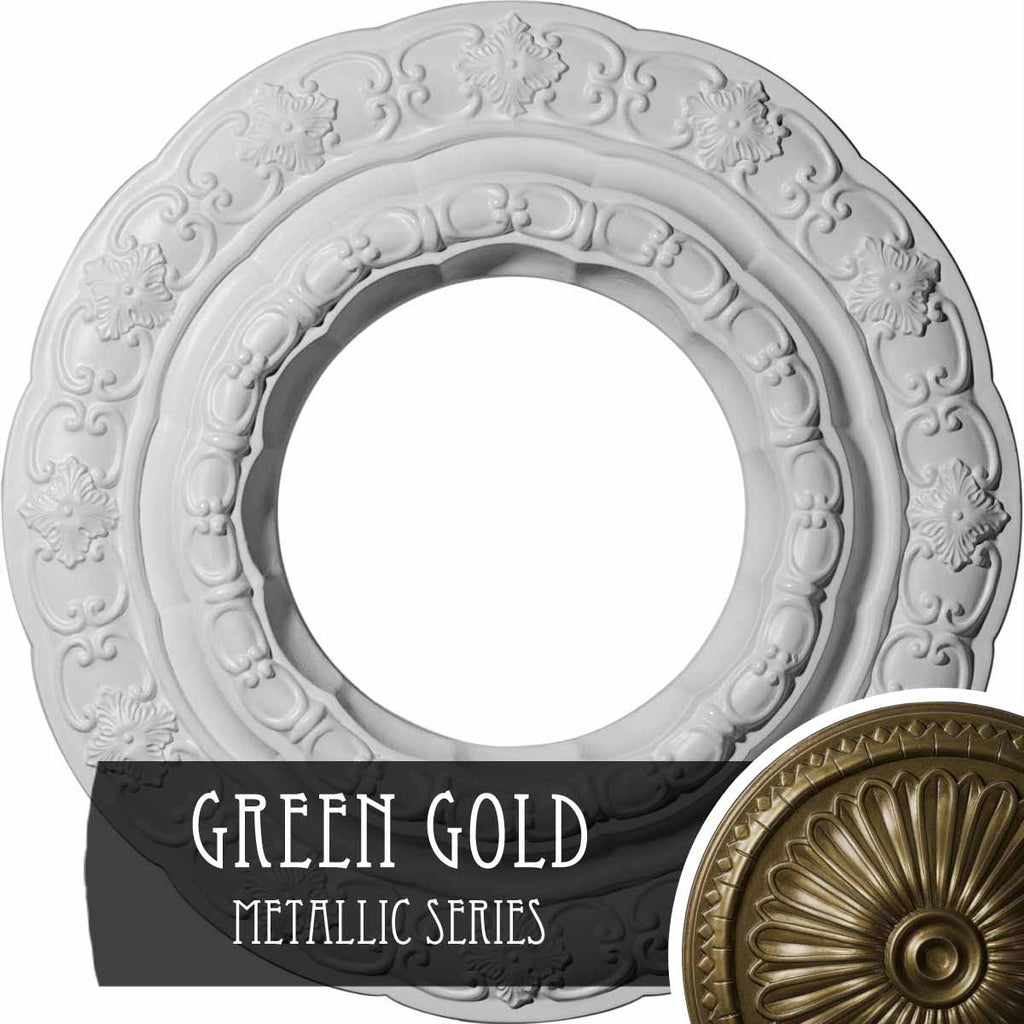 Green Gold Hand-Painted Ceiling Medallion I611